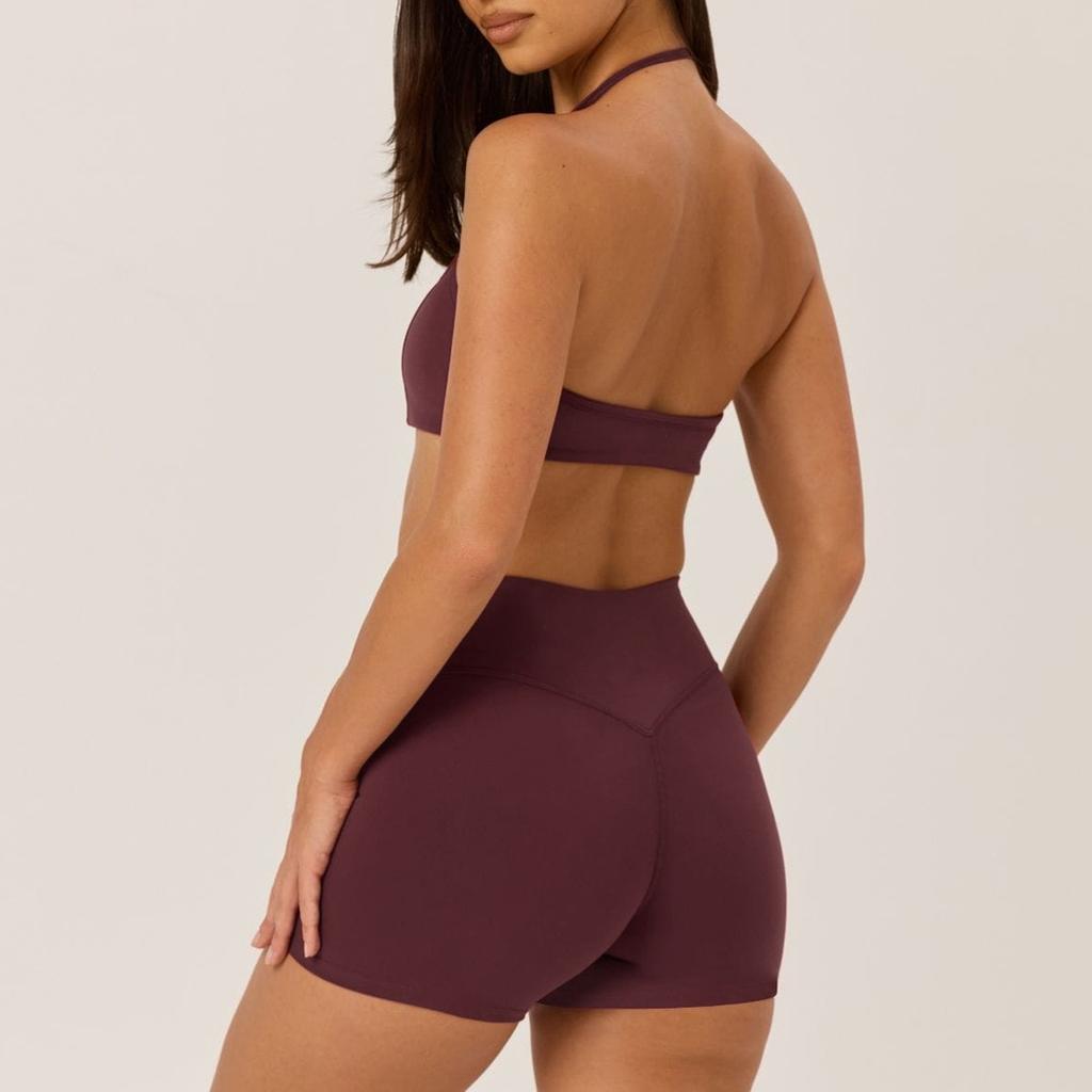 Popular neck beauty back sports underwear shorts yoga set fitness pilates sports quick-drying two-piece set