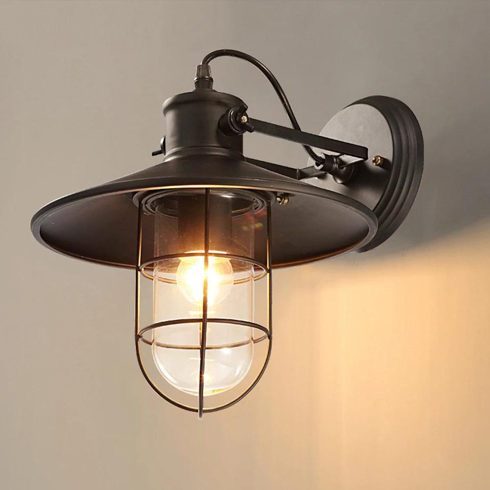 Industrial Style Wall Lamp Antique Edison Glass Birdcage Wall Lamp Bedding Headboard Garage Porch Farmhouse Wall Lamp