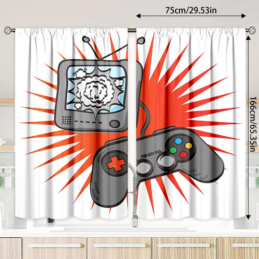Set Of 2 Game Console Controller Pattern Printed Curtains Bedroom Living Room Home Decoration Curtain Polyester Perfect For Sitting