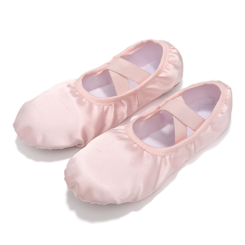 

Розовые шелковые детские балетные туфли для тренировок с мягкой подошвой, женские, детские, балетки, балетки, обувь для йоги 39 телесный