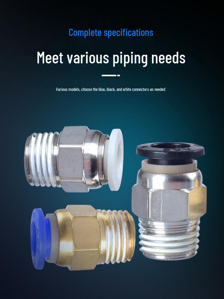 Pneumatic Air Hose Quick Connect Plug PC08-02/10-03/6-01 Solenoid Valve Cylinder Connector