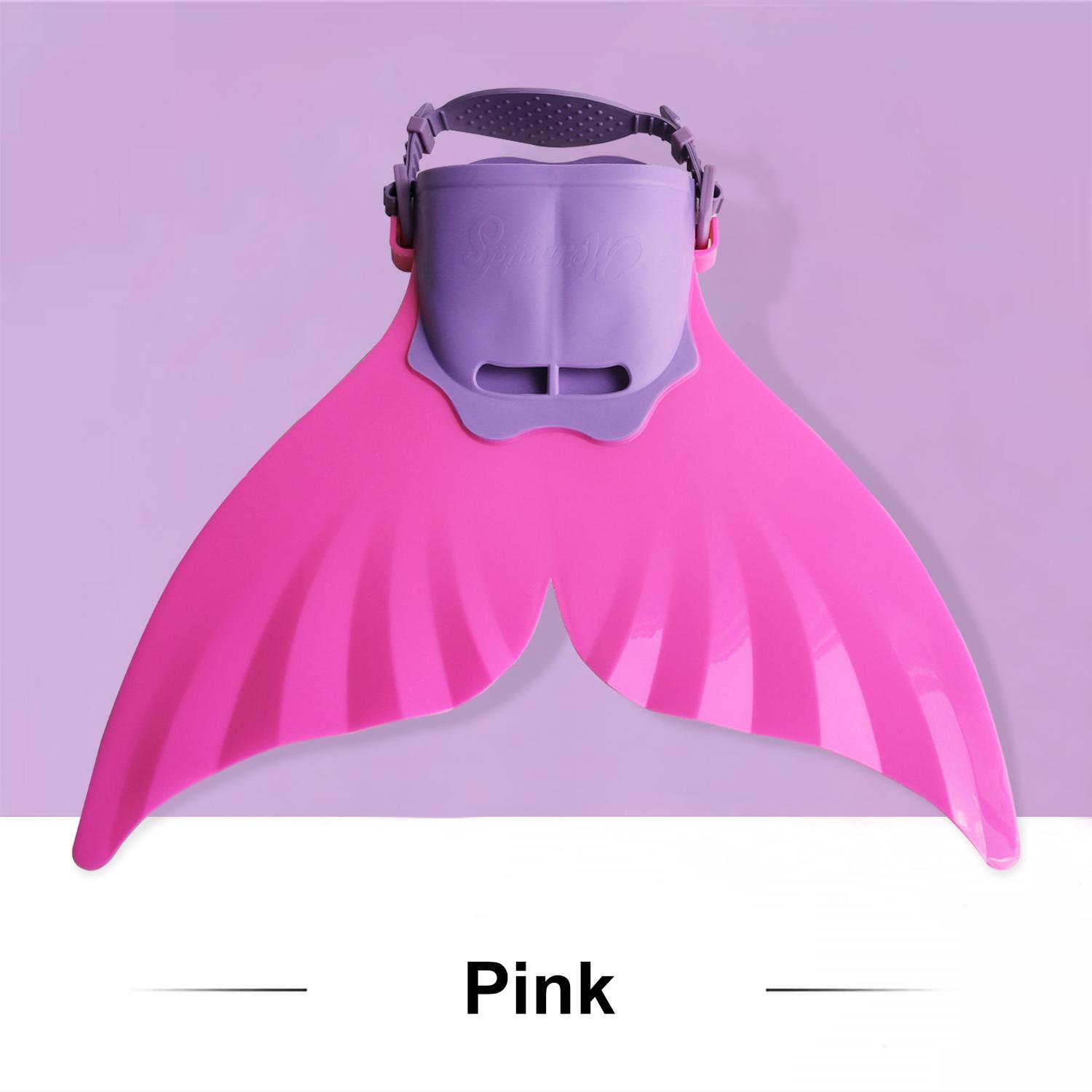 

Palmes de sirène réglables en Silicone, entraînement à la natation et plage, aileron dur à corps souple avec 3 poignées antidérapantes, équipement de Pink