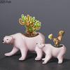 Lovely Polar Bear Ceramic Vase Creative Small Plant Pots Table Decoration Flowers Arrangement Flower Vase Room Aesthetic Decor