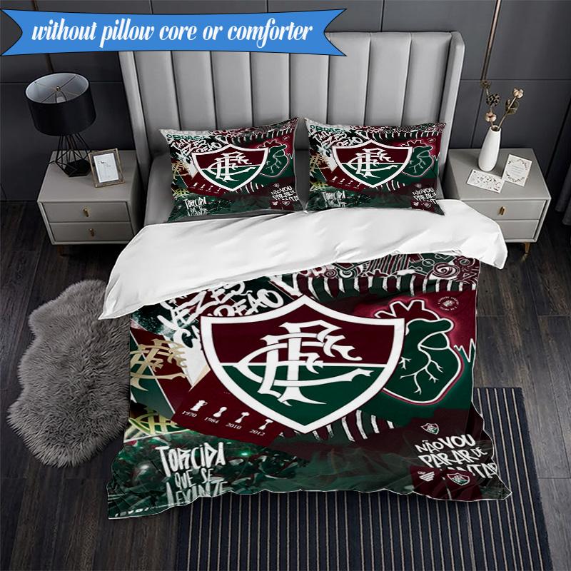 3PCS Soccer Club Emblem Design Printed Soft Bedding Set,Including 1pc Duvet Cover And 2pcs Pillowcases Perfect for Bedroom, Dormitory, Fan Gift