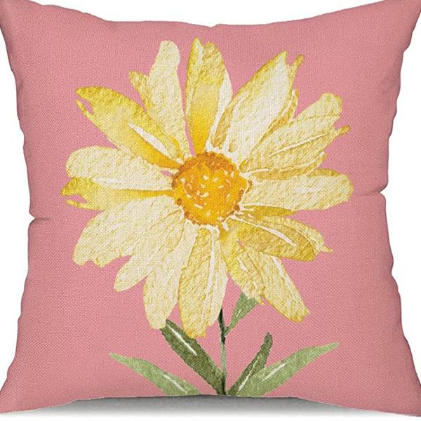 Small Daisy Flower Pillowcase New Striped Linen Home Fabric Sofa Pillowcase Light Luxury