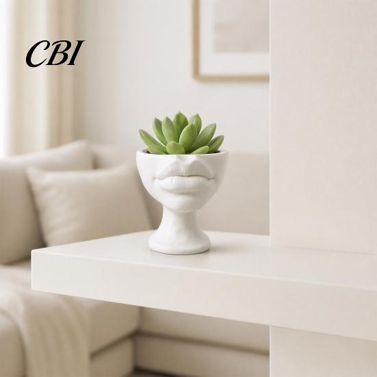 Sukkulenten Pflanztopf 3D-gedruckter lippenförmiger Blumentopf, Künstlerischer Skulpturaler Pflanzer mit matter Oberfläche, Multifunktionales Minimalistisches Schreibtischdekor für Wohn