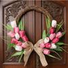 Flower Wreath Front Door Easter Wreath Fadeproof Artificial Spring Wreath for Indoor Outdoor Home Decor
