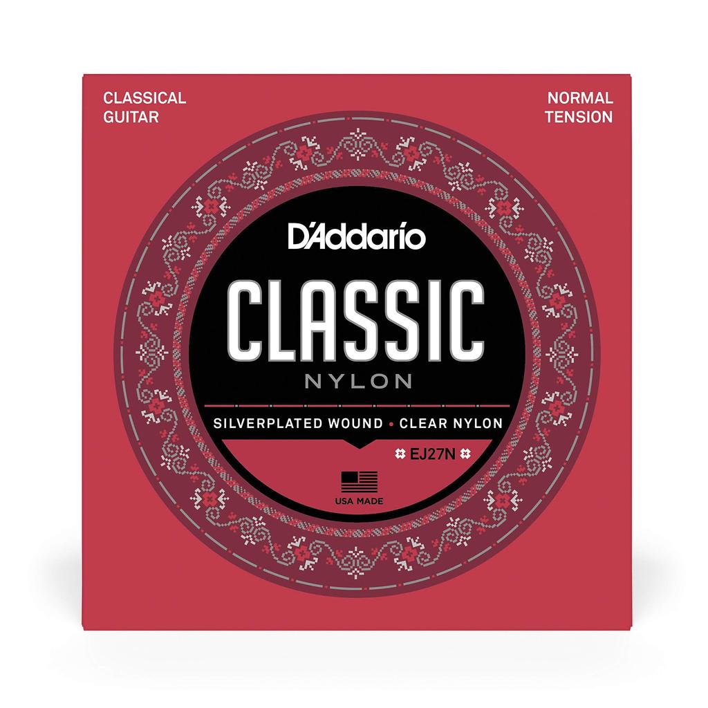 Classics Silver Nylon Student Normal EJ27N Guitar Strings D'Addario Wound/Clear