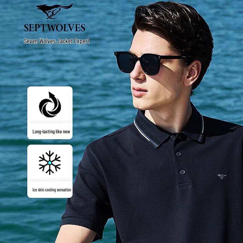 SEPTWOLVES Men s Breathable Ice Peak Short Sleeve Polo Shirt XXXL