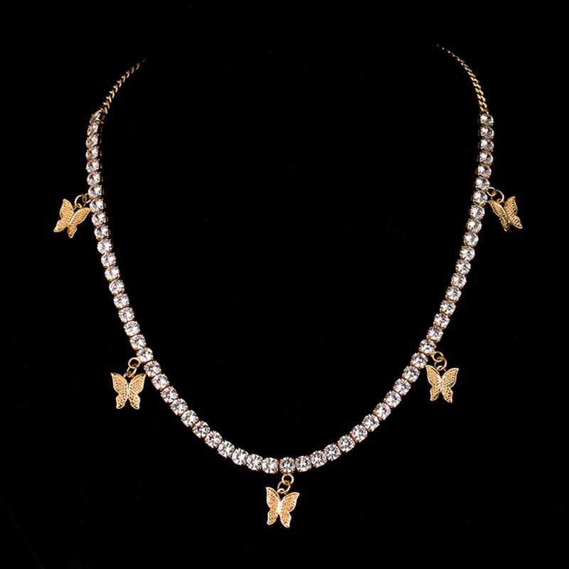 Hip Hop Schmetterling Zirkon Tennis Halskette - Europäischer & Amerikanischer Stil für Frauen