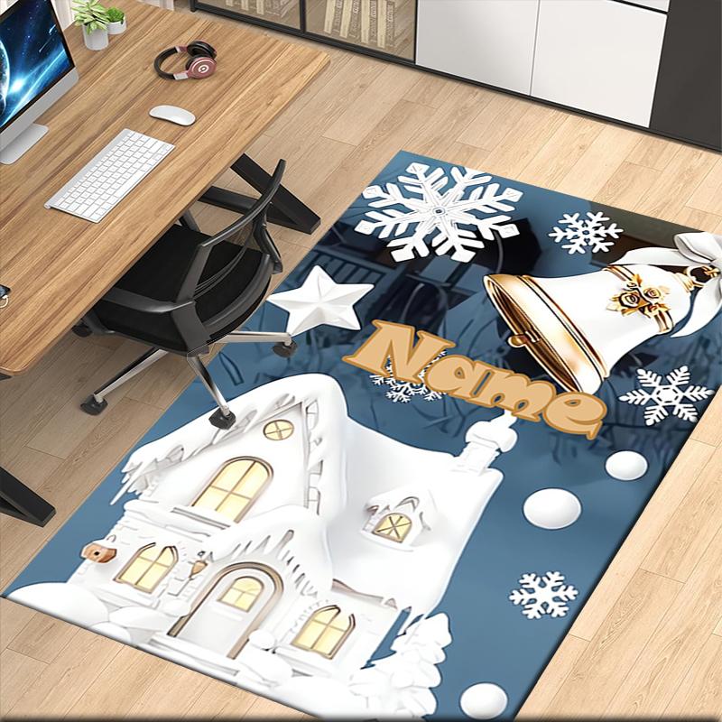Custom Name Christmas Printed Carpet, for Office Chair Living Room Bedroom Kitchen Room Decor Gifts.