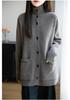 Women's Korean Style Wool Cardigan: Autumn/Winter Half-High Neck Button-Up Knit Sweater