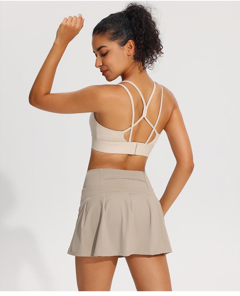 Soutien-gorge de sport de yoga antichoc à bretelles fines - Sèche rapidement, galbant et design dos magnifique