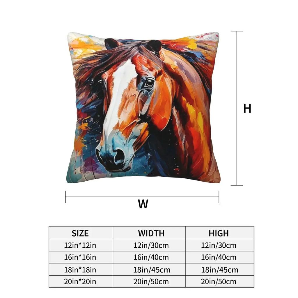 Horse Art Loose Artistic 2 Pcs Square Pillowcase Pillow Cover Cushion Zip Decorative Comfort Throw Pillow For Home Living Room