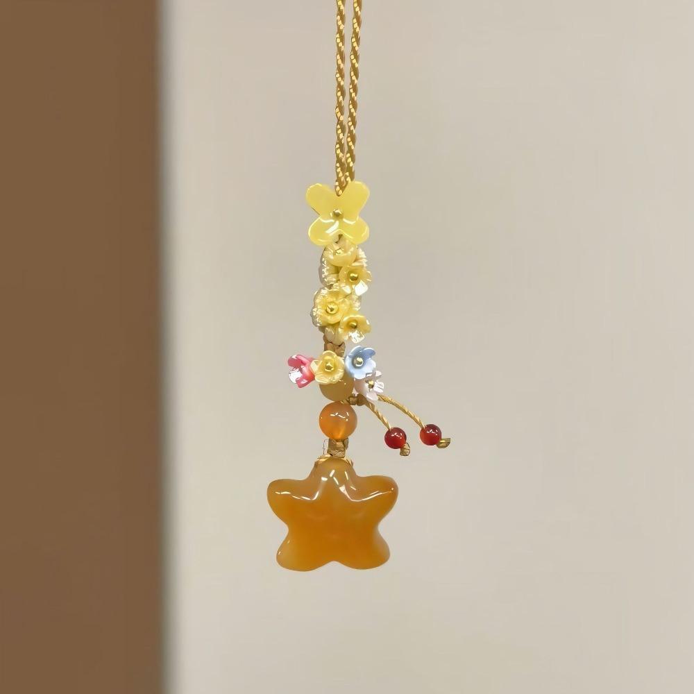 Ice Transparent Star Flower Pendant Sweet and Cute Bag Decoration Mobile Bag Pendant Chinese Style Phone Charm