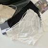 Hollow Ice Silk Thin Belt Panties Flower Satin Silk Lace Thong Women's Lace Mesh Briefs  Girls