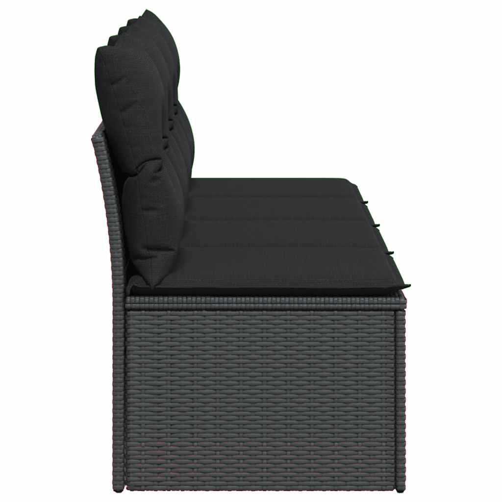 Vidaxl Sofa Ogrodowa Z Poduszkami, 4-Osobowa, Czarna, Polirattan