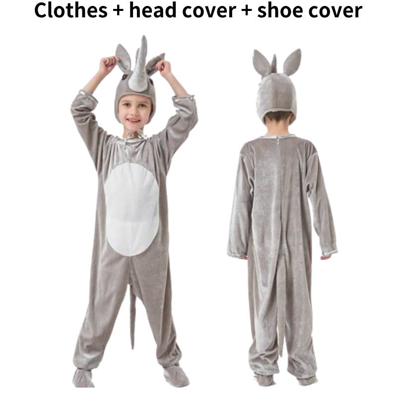 

Kids Rhino Costume Cosplay Cartoon Clothes Role Play Halloween Fashion Party 100cm/39.37in