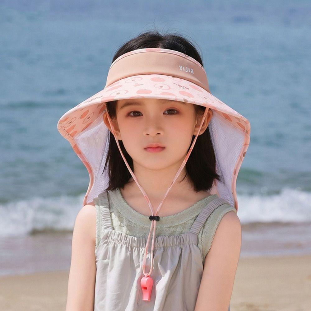 Ice Silk Empty Top Cap Big Brim Children Beach Cap Fashion Summer Sunshade Hat Boys and Girls