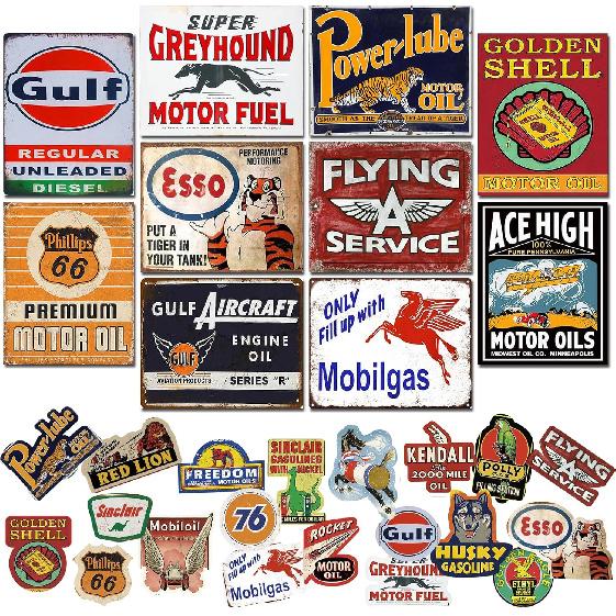 10Pcs Vintage Garage Signs For Men Wall Decorations Old Car Shop Posters Oil And Gas Station Sign Man Cave Decor,Posters For Room Aesthetic,Retro
