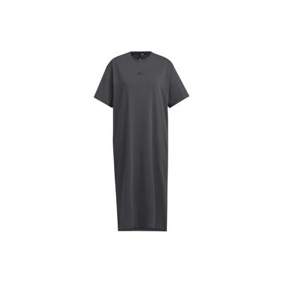 Letter Print Loose Round Neck Short Sleeve Dress Women Dresses Gray IM8751