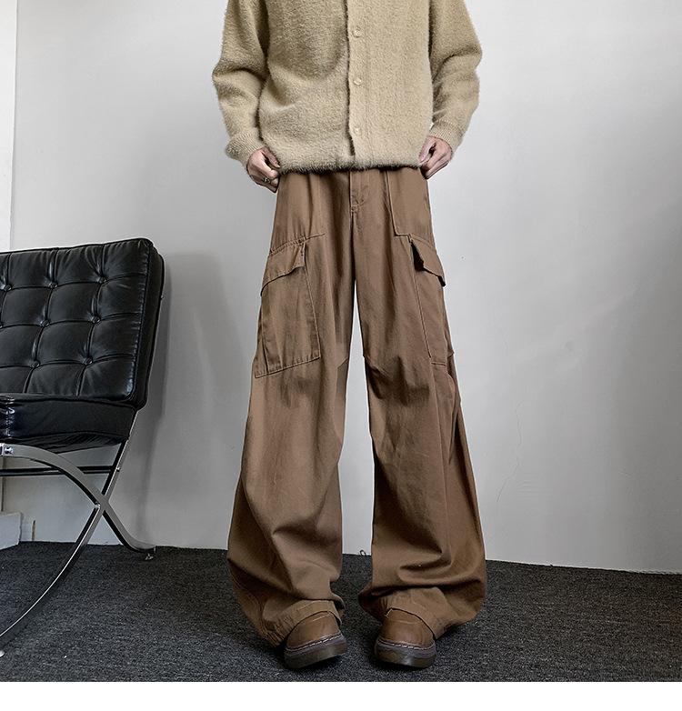 JYL Men s Cargo Pants American Vintage Wide-Leg Deconstructed Draped Pants S яркий церулеан