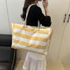 Striped Zipper Outer Bag for Outdoor Travel and Vacati, Waterproof and Sand Resistant Canvas, Cvenient Folding Beach Bag