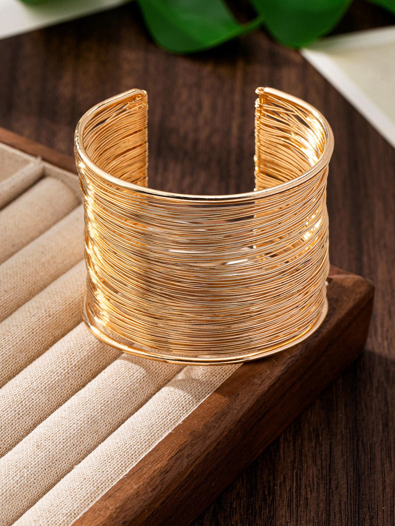

Wire Winding Collar Punk Personality C-Shaped Open Arm Ring Bracelet Dual-Purpose First золотой