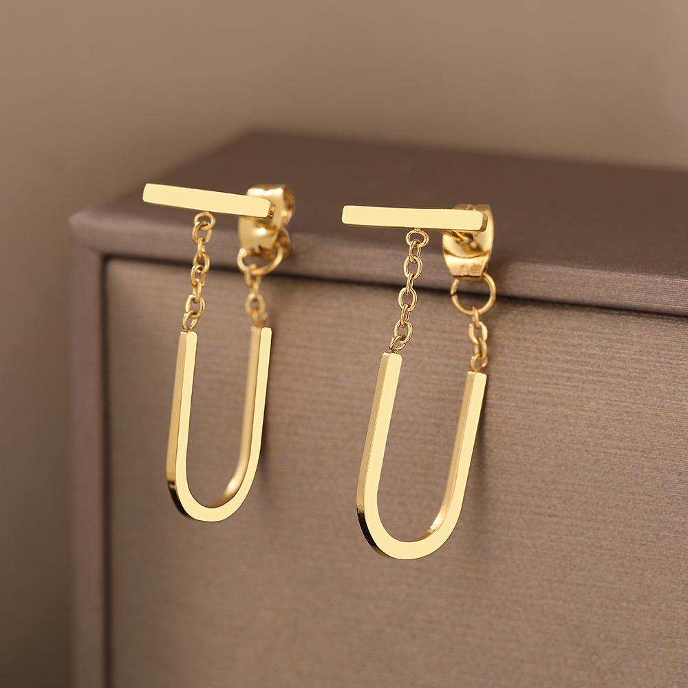 

Серьги из нержавеющей стали Простые геометрические серьги-палочки Готические Хип-хоп Стерео U-образные серьги-подвески с кисточками для женщин Циркон Подарки