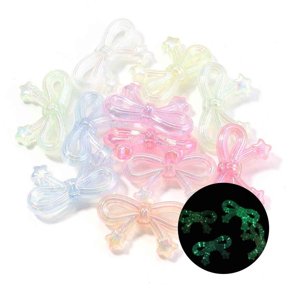 10 Stück 19,5x33,5mm Acryl Schleifenperlen Mehrfarbig Stern Schleifenknoten Abstandshalter Perlen Für Schmuckherstellung DIY Ohrringe Schlüsselanhänger Zubehör