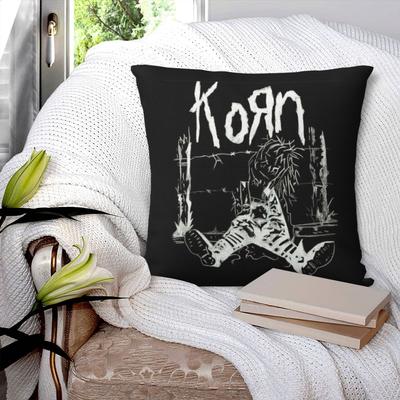 Korn Rock Music Square Pillowcase Pillow Cover Polyester Cushion Zip Decorative Comfort Throw Pillow for Home Bedroom
