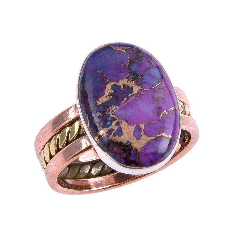 Natural Copper Turquoise Gemstone Two Tone 925 Sterling Silver Ring Size 7 K6y90