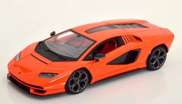 Maisto Lamborghini Countach LPI800-4 Orange 1/18 Scale Special Edition Model with Display Base, Openable Doors, and Working Suspension