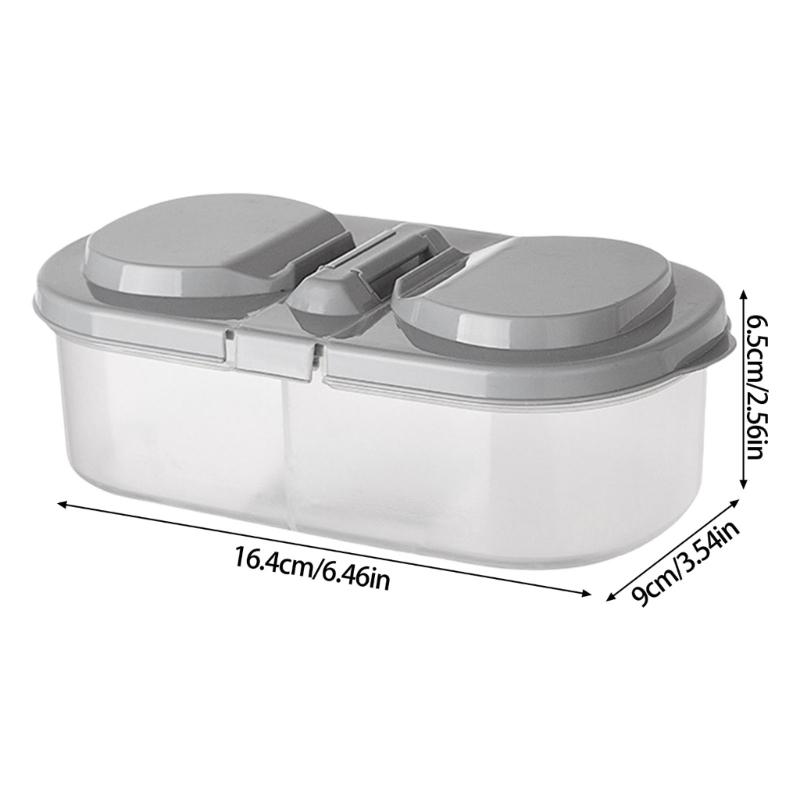 Clear Lid Double Compartment Food Storage Container Plastic Snacks Keepers For Kids Travel And Daily Use