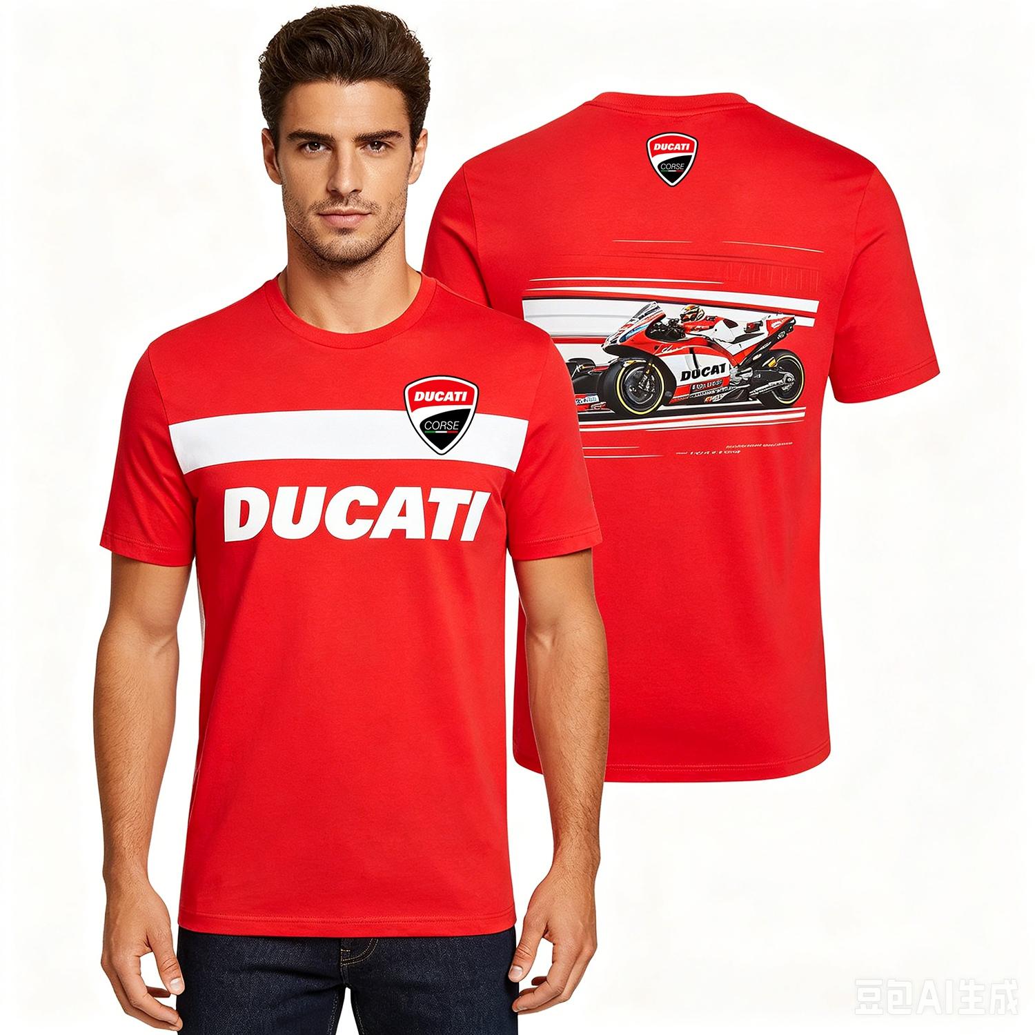 Ducati Heren  Corse Racing T-shirt Korte Mouw Heren T-shirt MotoGP Racing Print Korte Mouw Casual Tops XS