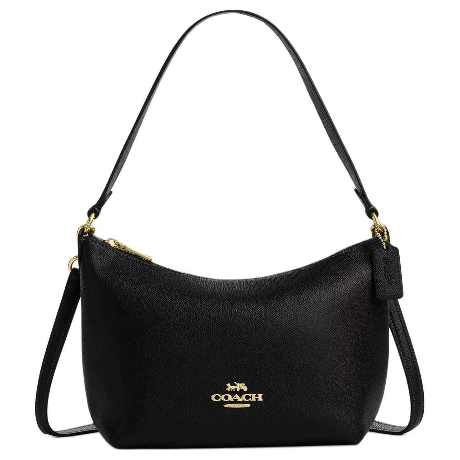 

Coach 20 Gold Logo Zip Closure Crossgrain Leather Handheld Crossbody Shoulder Bag Small Women handbags Black CW390-IMBLK Basic Set (Bag+Dust Bag)