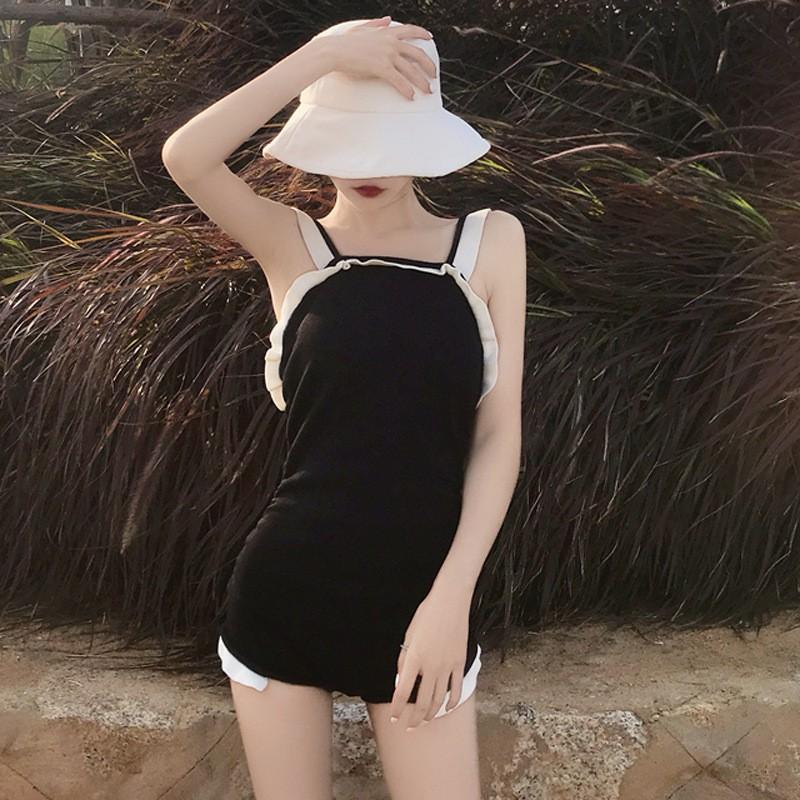 

Korean Internet Celebrity Ins Swimsuit With A Feminine Feel Featuring Backless Bikini Small Chest That Gathers To Cover Belly Make You Look Slimmer M чорний