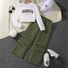 Girls' Spring 2025 Versatile Outfit: Long Sleeve Letter Sweatshirt & Wide Leg Pleated Cargo Pants.