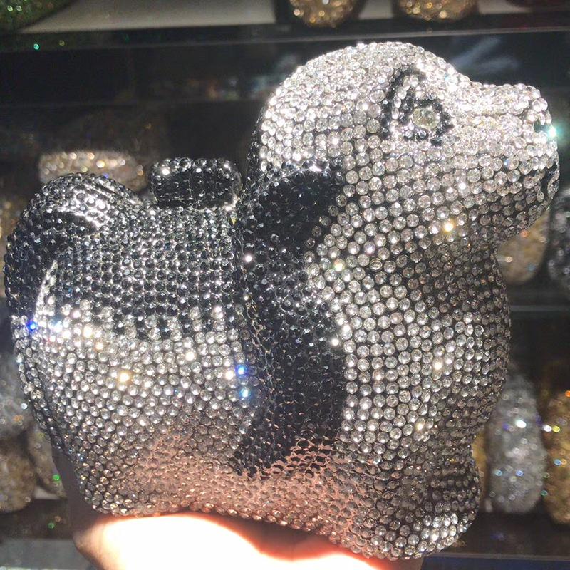 Puppy  Diamond Evening Bag Dog Crystal Handbag Rhinestone Bags Wedding Bridal Purse Luxury Crystal Clutches Women Party Purses