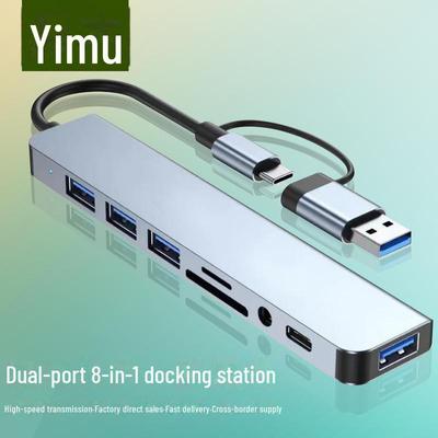 Hub di Espansione Dual-Port USB 3.0: Dock 8-in-1 per Collegare Mouse e Tastiera a Computer o Tablet