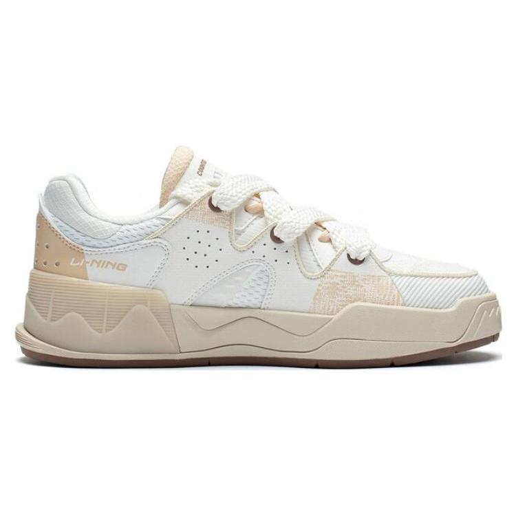 New LiNing Shining Star 2 Flash Star 2.0 Wear Resistant Slip Resistant Low Top Skateboard Shoes Women's Mist White AGLT088-2