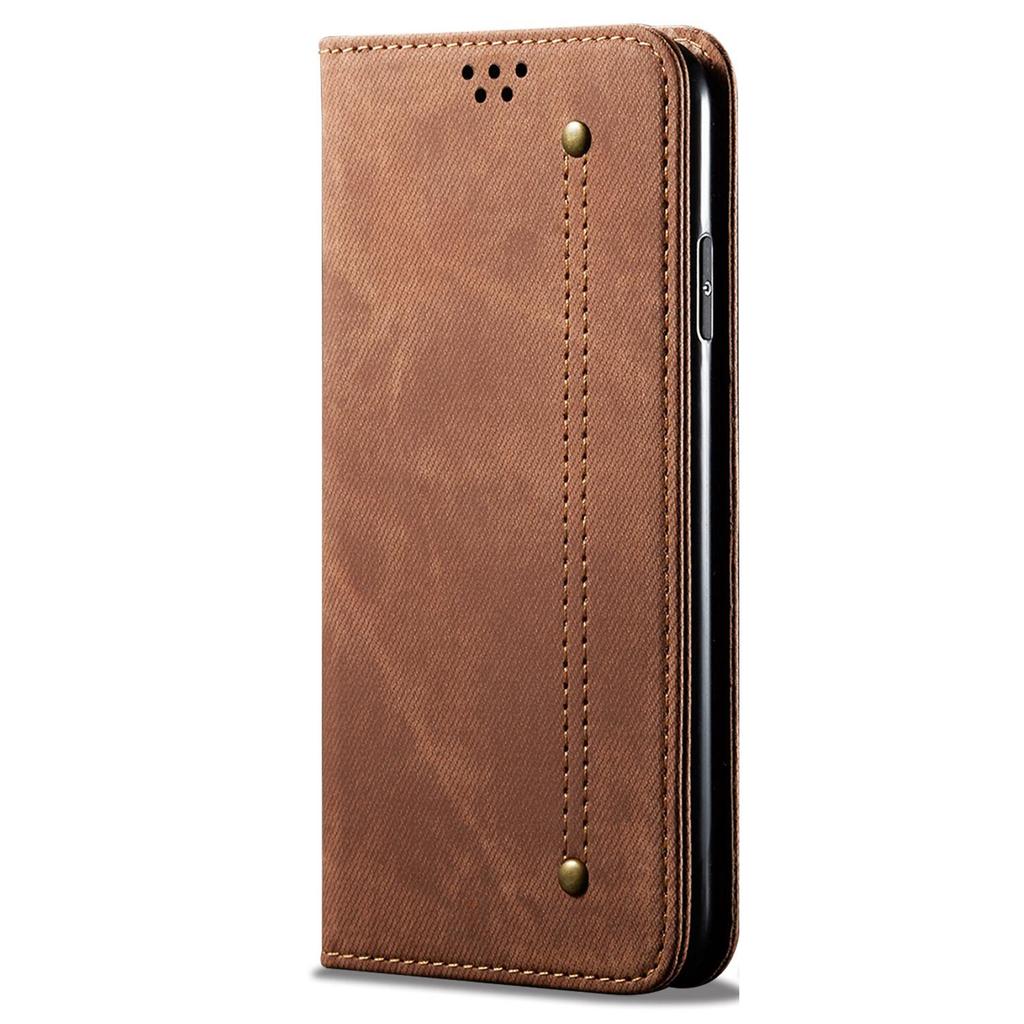 For Google Pixel 8a Case Jeans Cloth Texture Leather Phone Cover with Cash Card Holder