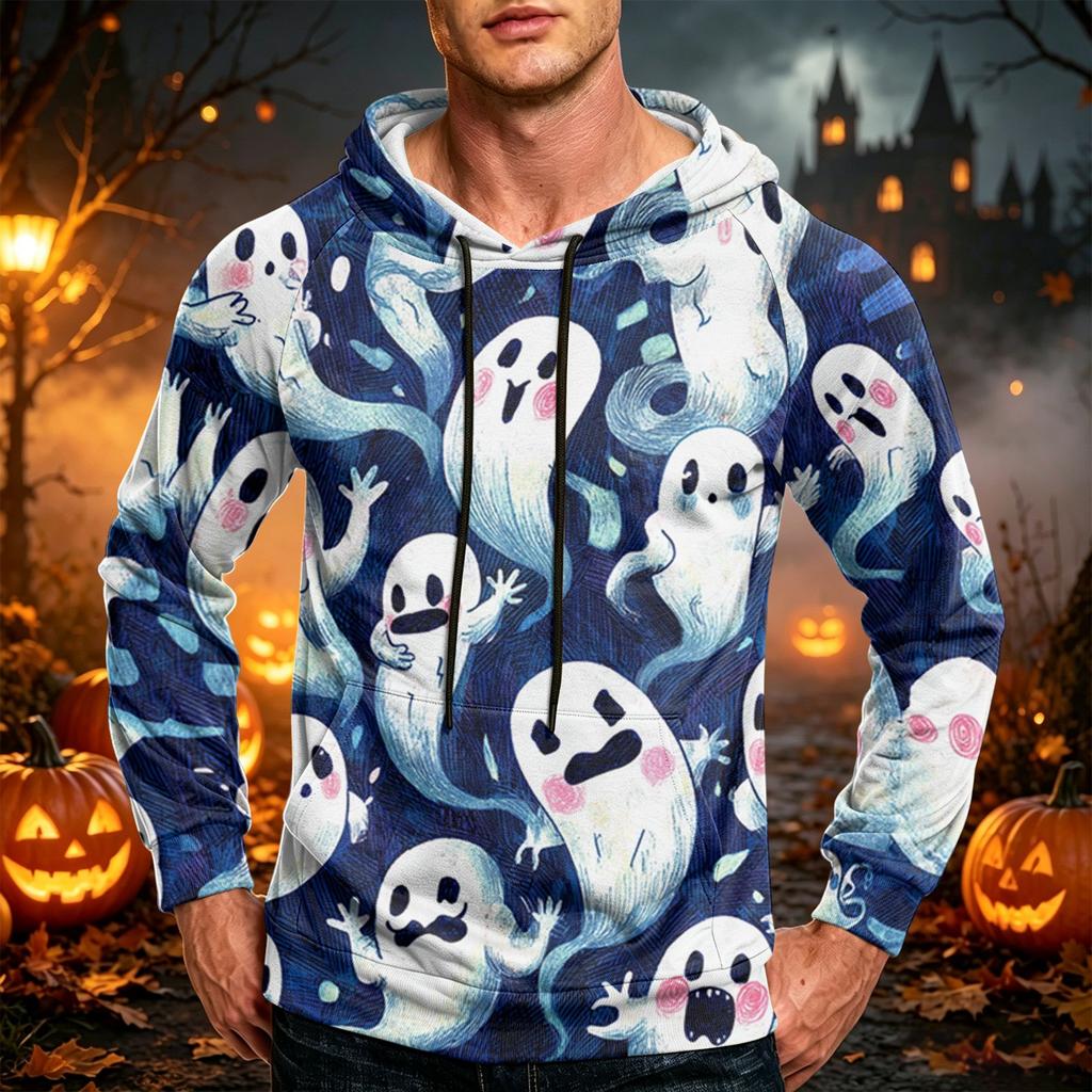 Men's Loose Fit Hoodie with Pocket Drawstring Printed Design for Casual Everyday Wear