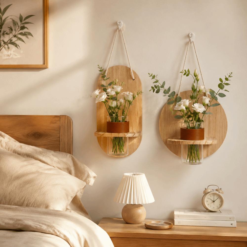 Wooden Wall Hanging Planter Holder Home Ornaments Hydroponic Planter Shelf Hydroponics