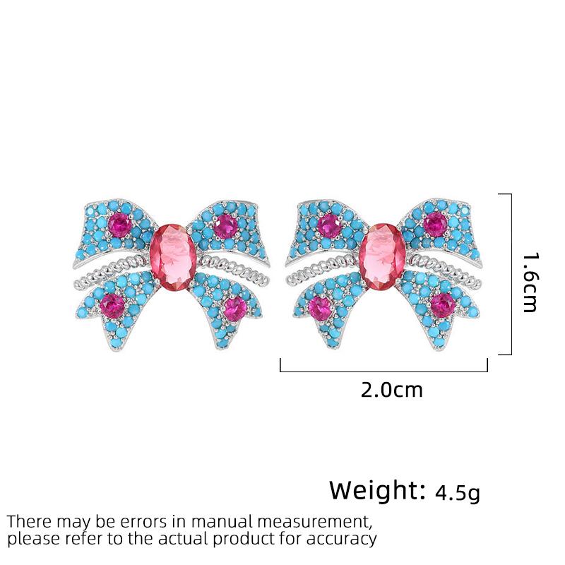 Women's Light Luxury Design Elegant Inlaid Zircon Bow Earrings Fashionable And Versatile Niche Design Earrings Daily Accessories