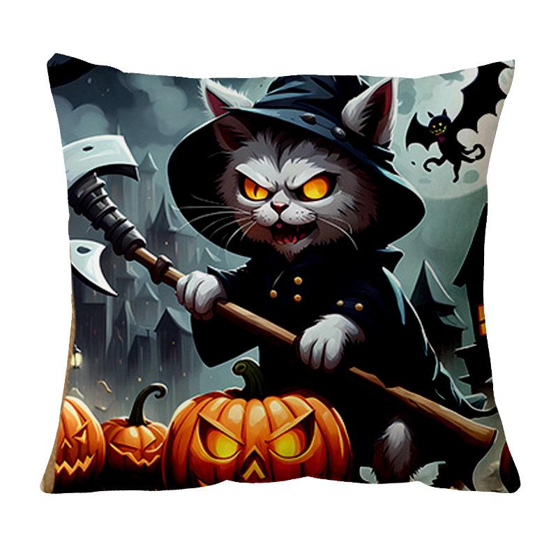 Kitten Halloween Pillowcase Short Plush Printed Sofa Bed Decorative Pillowcase Nordic Style