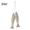 Coastal Wall Art Rustic Nautical Wooden Fish Decor, Beach Style Hanging Creative House Decor Ornament with Fishing Net for Lake House, Bedroom,