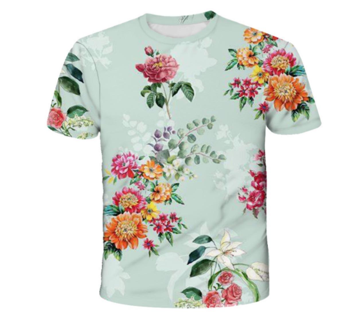 

Новый 3D-принт с большим цветочным узором, модная одежда для мужчин и женщин, футболка больших размеров S-7XL, повседневная уличная одежда на все времена 6XL зелёный