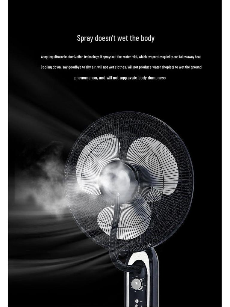 Multi-Purpose Floor-Standing Electric Fan with Spray Function - Meets European, British, & American Standards