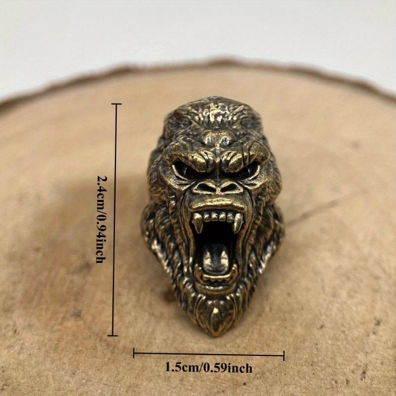 Roaring Gorilla Brass Knife Bead EDC Outdoor DIY Accessories Woven Lanyard Pendant Jewelry Punk Bracelet Charms